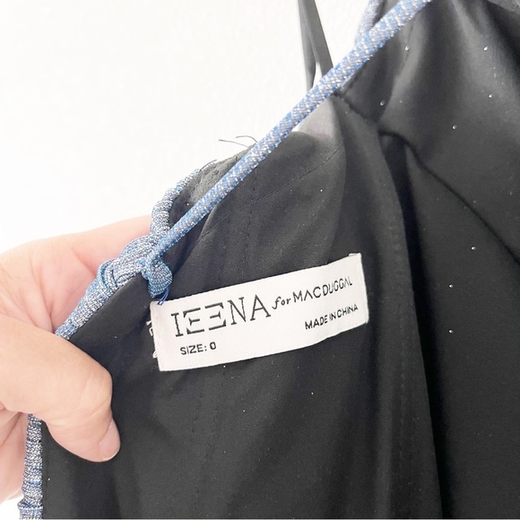 Mac Duggal Pleated Metallic V-Neck Maxi Gown in Royal Silver - Picture 9 of 10